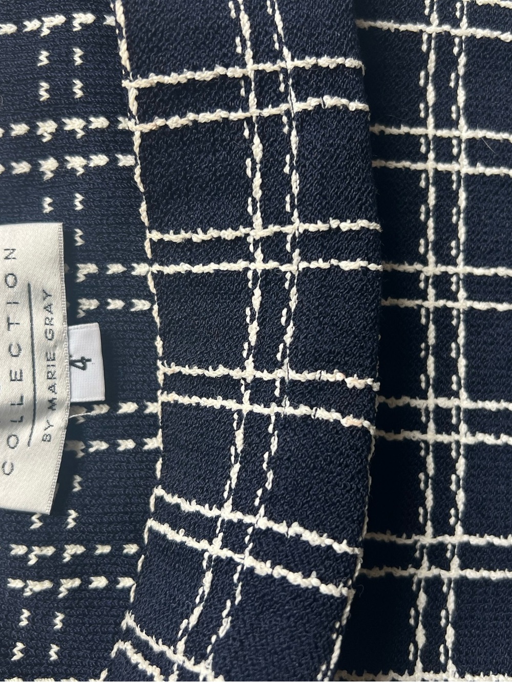 St. John Collection- Classic Navy Plaid Pencil Skirt - Picture 2 of 6